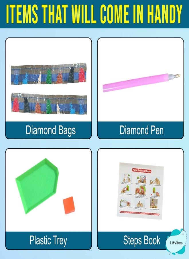 LitVibes DIY Diamond Painting 5D Stickers,Mosaic Diamond Stickers Art and Craft kit for Kids & Children - (Unicorn Designs) - Image 3
